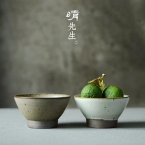 1+1 디자인 모던 일본식 수제 도자기 밥 공기 컵, 백색 (2개)