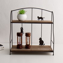 [KBS 본어게인] 마이 캣 철제 미니 2단 나무 선반 (2color) 인테리어 소형 장식용, 아이보리