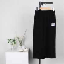 퍼니걸스 6047 밴딩 스마일 라벨 패치 H라인 포켓 롱 스커트 여성의류