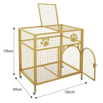 대형견 케이지 대형견 케이지 셰퍼드 허스키 목회견 골든 리트리버 및 기타 대형견 케이지를 위한 강화되고 두꺼운 2챔버 대형견 케이지, 1, 골드 길이 126x폭 89x높이 118