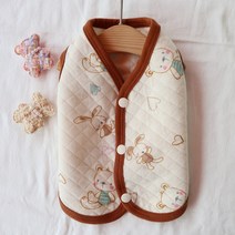 부드러운 강아지옷 순면 누빔 조끼 가을겨울옷 실내복, 아이보리