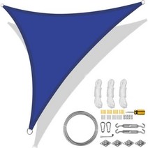53632M 삼각형 그늘 방수 양산 항해 캐노피 98 UV 차단 천막 무료 로프 정원 Pergola 전망대, Blue with 47Pcs Kit+500x500x50