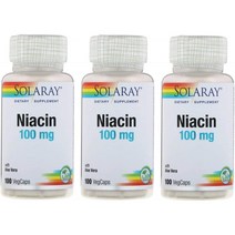 [3개 세트]Solaray-나이아신 Niacin 100 mg 100캅셀[병행 수입품]노 명품 B3, 1