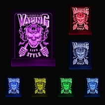 간판 led 미니 영업중 문패 채널 예쁜LED 현판제작 나무메뉴판 라이프 스타일 Vaping Hipster Skull Led 네온 라이트 사인 Vape Shop 데스크탑 비즈니스, Black Base
