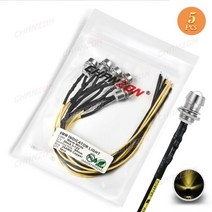 전자부품 5mm 사전 배선 LED 발광 다이오드 DC 12V 표시등 전구 웜 화이트 레드 그린 블루 옐로우 오렌지 8mm 홀더 포함, Warm White, CHINA