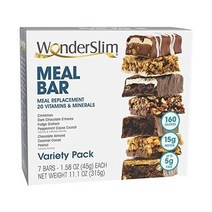 원더슬림 단백질 바 버라이어티 팩 대체식, Variety Pack, 7 Count (Pack of 1)