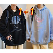 2P 남성용 가을겨울 후드 도톰한 후드 패션 맨투맨 루즈핏 ins 상의 대핵생 후드티 훈남코디 데일리룩