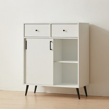 달콤디자인 [착불] 모토 슬라이딩 도어 2서랍 장식장 수납 책장 800, 화이트그린