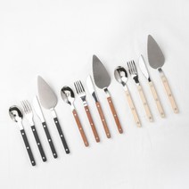 까사밀라 비비드 커트러리 4P 세트 스푼 포크 나이프 케이크 칼 양식기 테이블 웨어 숟가락 플레이팅 커틀러리, 아이보리