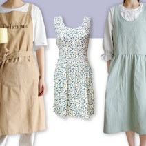 북유럽 앞치마 /프릴 앞치마/공방/어린이집/꽃집/주방용품/, 04) 7904 노르딕 스트랩 자수 앞치마 - 브라운