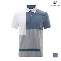 인디안 TREMOLO 블루 전판 기하학 프린트 티셔츠_TRRASUM3411