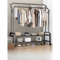 이동식 철재 옷걸이 더블 스탠드 선반 조립형 행거, 130CM  화이트