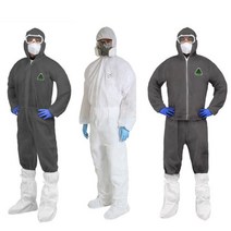 일회용 원피스 작업복 방진복 방역복 도장복 보호복 1pcs, PP 회색 원피스 XXL, 1개