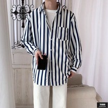 가바바 남성 긴팔셔츠 길쭉 슬림 오버핏 스트라이프 셔츠 G52694