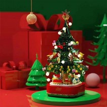 크리스마스 트리 오르골 블럭 조립 360도회전 LED 사운드기능 만들기 성탄절 인테리어