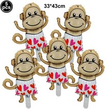 대형 3D 갈색 생일 축하 곰 풍선 호일 베이비 샤워 장난감 어린이 소년 소녀 파티 용품 1 개, As shown, Mini Monkey