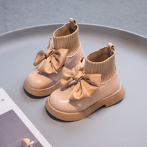 유아 어그부츠 키즈 여아용 양말 부츠 청키 큰 나비 넥타이 우아하고 귀여운 어린이 짧은 부츠 특허