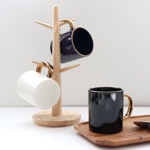 골드링 고급 손잡이 머그컵 350ml, 블랙