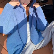 케익 후드 지퍼 니트 가디건 오버핏 루즈핏 집업 S325