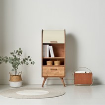 룸핏 레코드 템바보드 원목 엔틱 라탄 인테리어 장식장 수납장 책장 사이드장 협탁 콘솔 거실장 티비다이 정리장, 아이보리