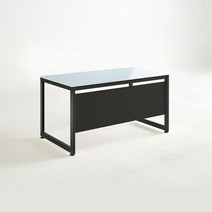 몬드 강화유리 데스크책상 테이블 1800x600 목재가림막, 블랙프레임, 블랙유리