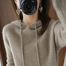 100% 순수 울 캐시미어 스웨터 2021 봄/가을 여성 후드 칼라 풀오버 캐주얼 니트 탑 긴팔 재킷