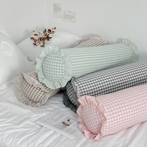 체크 안고자는 면 감성 꿀잠템 사계절 바디필로우 롱 원통 북유럽 캔디 쿠션, 커버+솜, 민트