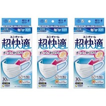 일본직발송 6. [세트 제품] (일본제 대응) 초쾌적 마스크 타입 보통 30매입 (unicharm) (3개) B06WD57WS