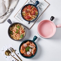 세락믹 손잡이 접시 오븐용 그라탕볼 파스타접시 쓰임그릇, 핑크