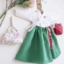 루아랑한복 순수 여아한복 초록치마 (백일~8호)