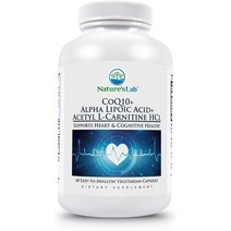 Natures Lab CoQ10 ＋ 알파 리포산 ＋ 아세틸 L-카르니틴 HCl - 심장 및 인지 건강 지원 - 60 캡슐(1개월분)