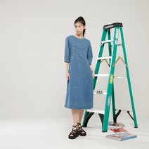 랩 LAP AM1DO342 절개라인 플레어 데님 원피스 (P001915178)