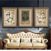 인테리어 호텔 현관 그림 수직 복도 유럽식 거실 3개 세트 미국식 소파 배경 액자, C