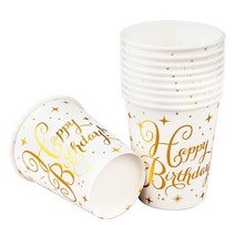 레터링 파티컵 8온스 10입 [해피벌스데이 화이트], 10개입, 1세트