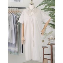 missth 뒷 트임 반팔 롱 셔츠 원피스 KT279