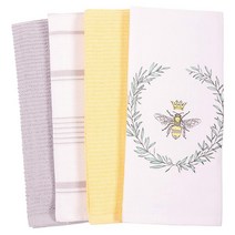 KAF Home 혼합 플랫 및 테리 프린트 접시 타월 4개 세트 100% 면 45.7 x 71.1cm(18 x 28인치) (비)