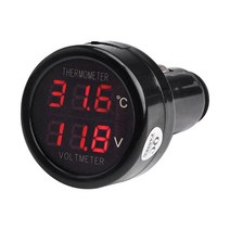 DC 8V-36V 디지털 전압계 LED 2 in 1 배터리 모니터 전압 온도 감지기 테스터, [01] Red Red