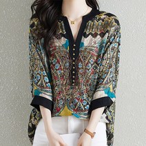 패션시그널 에스닉패턴 와이찡 롱 블라우스 7553F5