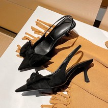 ZARA 자라 리본 힐 스웨이드 슬링백 슈즈