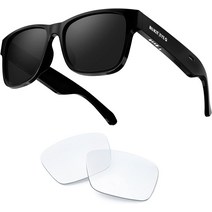 ROKIT Smart Glasses Blue Light&Polarized Lenses Open Ear Bluetooth Sunglasses Voice Assistant, 02 Glossy Black