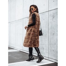 여자 토끼 페이크퍼 트위드 꽈배기 여우 토키털조끼 Women Long Fau Fur Vests Coat Overcoat Sleeveless High Waist Autumn Wint
