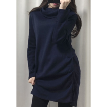 일상화보 이젤 여성 셔링 터틀 얇은 롱니트