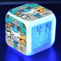 만화 Octonauts LED 알람 시계 애니메이션 디지털 7 색 변경 빛 빛나는 어린이, 12 공간