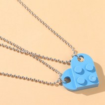 체인블럭 레바블럭 윈치 이동식 체인 차량용 호이스트 2Pcs 사랑 심장 빌딩 블록 펜 던 트 목걸이 커플 우, 26 SXL1837