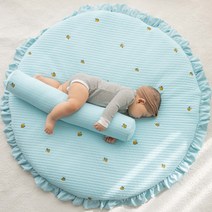 그이불 꿀벌 순면 유아 아기원형러그, 민트