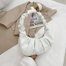 가비 현아 호보 비건 가죽 주름 핸들 클라우드 레저 어깨 만두 핸드백 주름 숄더 하프문 반달 가방