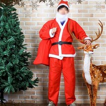 놀이공원 성인 남성 수염 모자 벨트 산타복 세트 어른용 산타옷 XMAS
