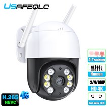 가정용CCTV 실외용 초고화질 CCTV PTZ IP 카메라 AI 자동 추적 무선 야외 IR 비디오 홈 보안 8MP 4MP 4G T, 6.4G 4MP 64GB CARD