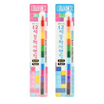 12색 블럭 색연필 꼬지 단체 선물 대량 판촉 어린이집 유치원 교회, 단품, 단품