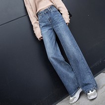 꽃소담 Loose pants ZYZC9245 넓은 다리 바지와 벨벳 여성 겨울 청바지 2021 새로운 조커 슬림 연기 회색 느슨한 패딩 스트레이트 팬츠